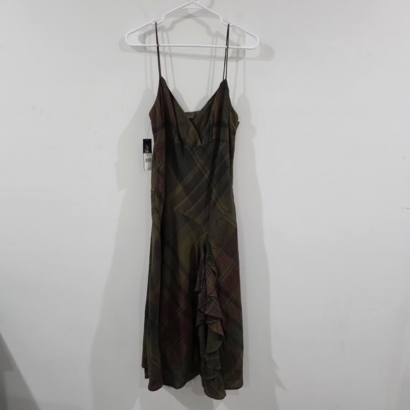 American Living Dresses & Skirts - Y2K American Living Babydoll Dress Size 12 Linen Blend Plaid Dark Academia